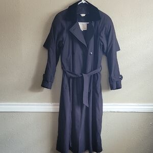 New York Harbor From Andrea Women's Black Trench Coat Made In Russia Size 6 Long